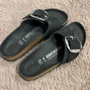 Birkenstock Madrid Big Buckle Black Slides
